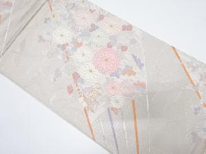 扇面に菊・群鶴模様織り出し袋帯